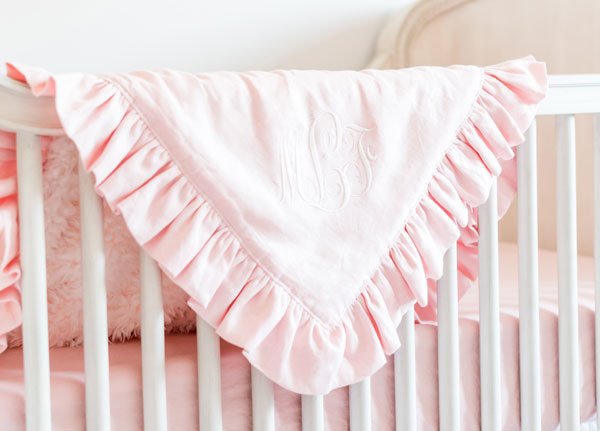 Bloomfield Blush Linen Crib Blanket