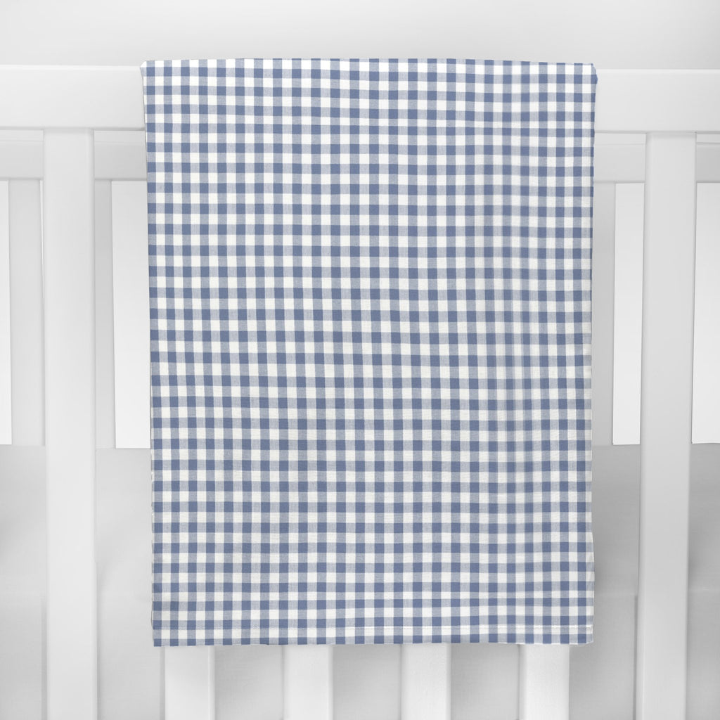 Slate Blue Gingham Crib Blanket