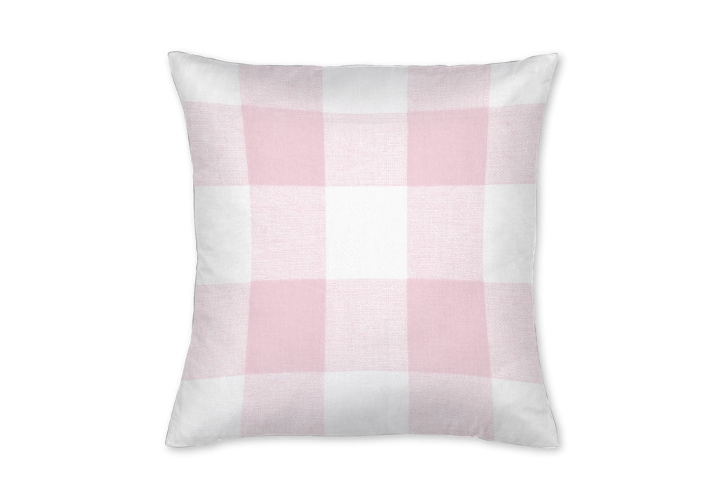 Floral and Pink Buffalo Plaid Throw Pillow