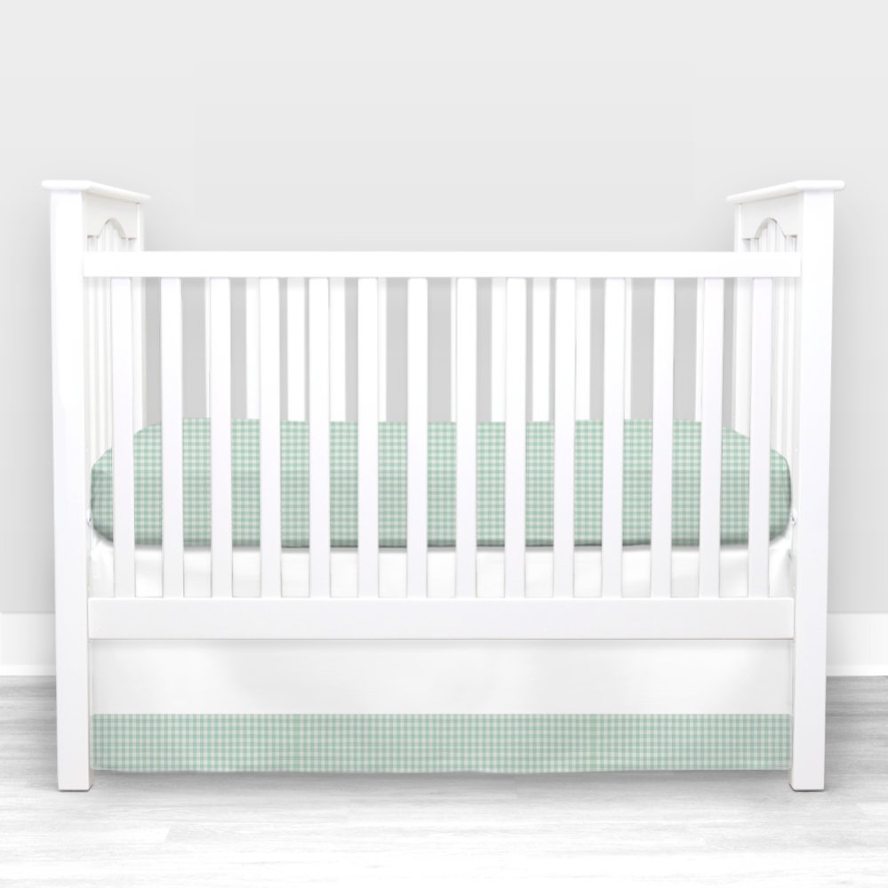 Green Gingham Crib Bedding - 2 Piece Set