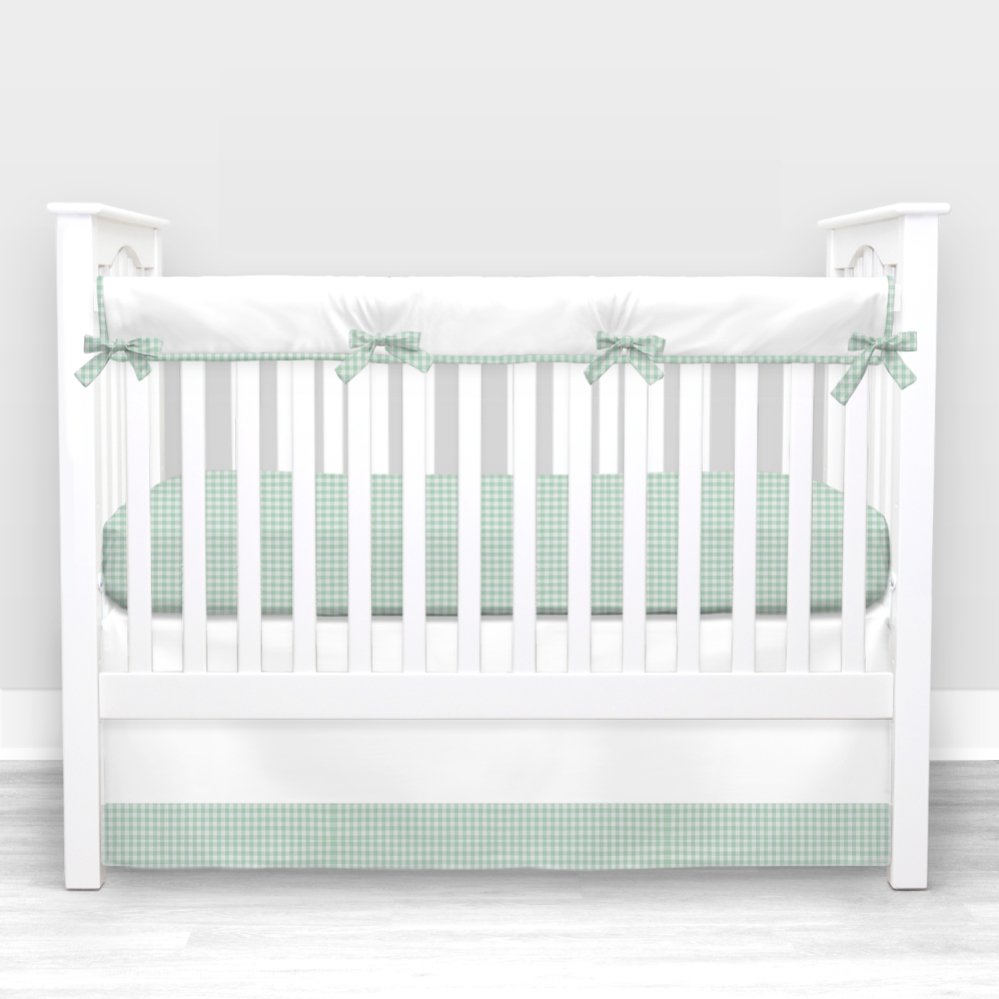 Green Gingham Crib Bedding - 3 Piece Set