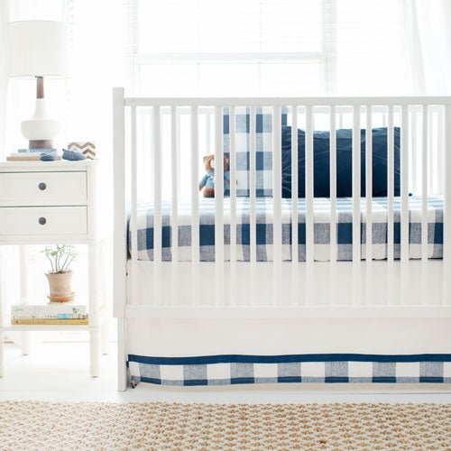 Navy Buffalo Plaid Crib Bedding Piece Set