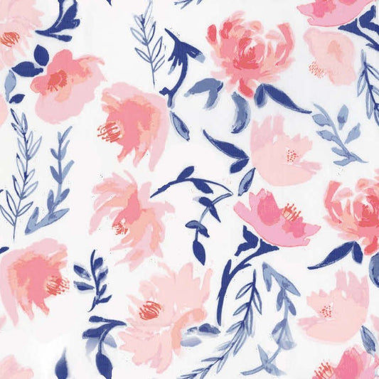 Pink and Blue Watercolor Floral Swatch - New Arrivals Inc