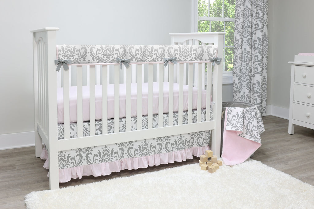Pink and Gray Traditions Crib Bedding - 3 Piece Set