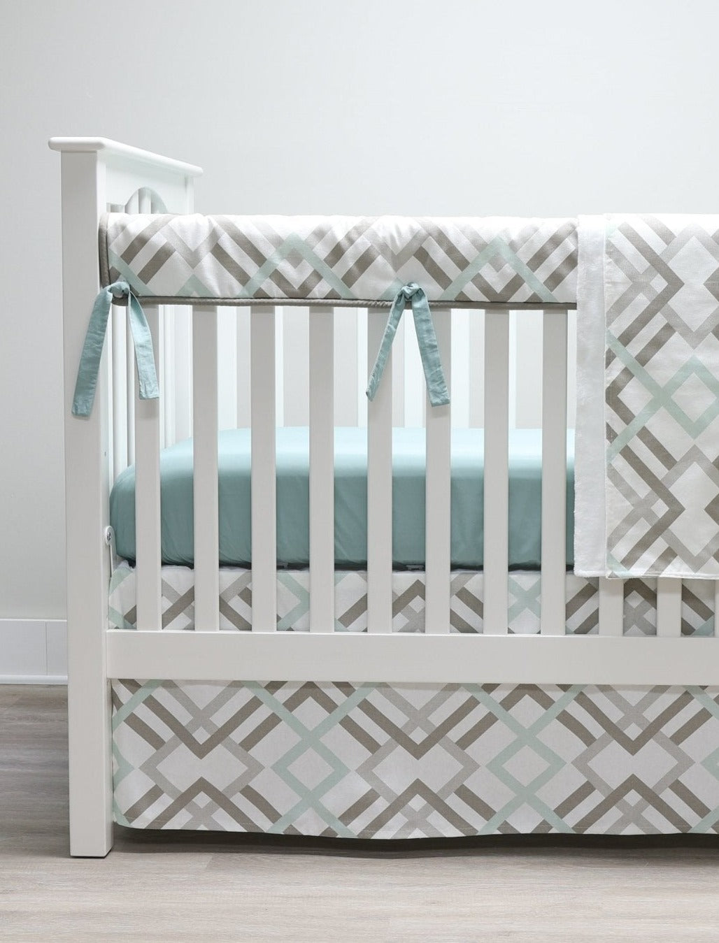 Robins Egg and Taupe Geometric Crib Bedding New Arrivals Inc