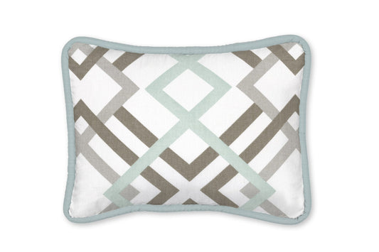 Robins Egg and Taupe Geometric Decorative Pillow - New Arrivals Inc