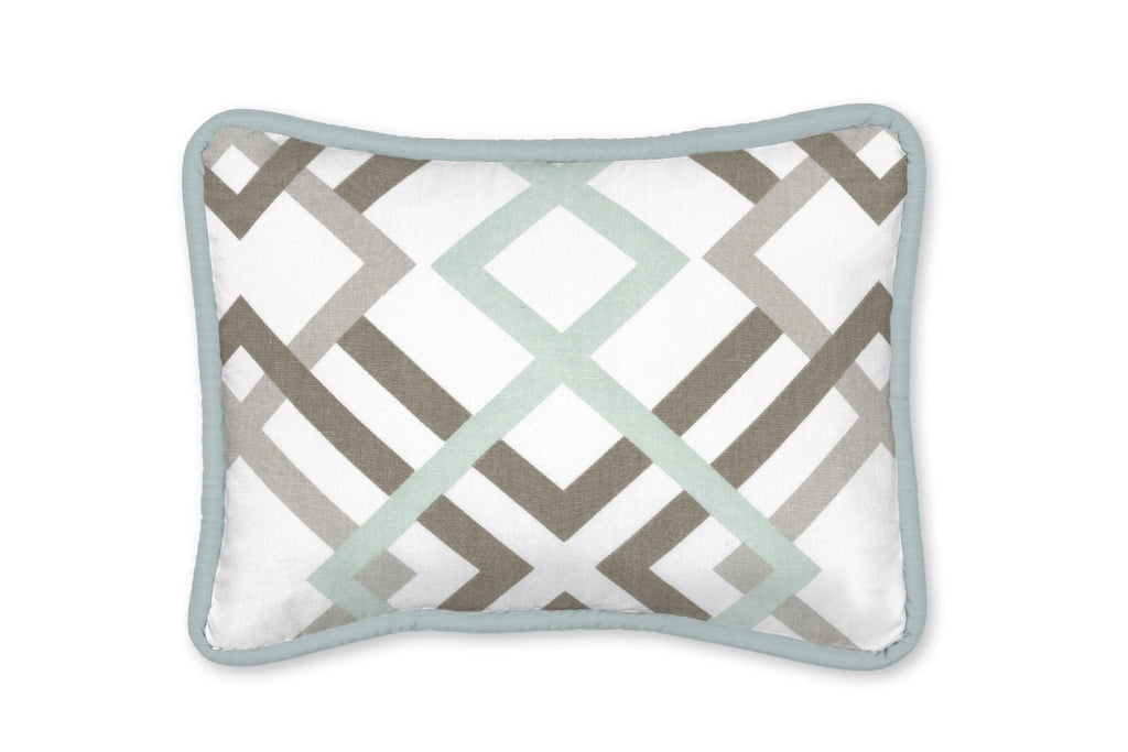 Robins Egg and Taupe Geometric Decorative Pillow