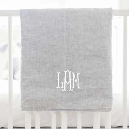 Savannah Gray Linen Crib Blanket - New Arrivals Inc