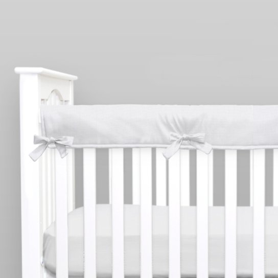 Solid Silver Gray Crib Rail Cover with Piping