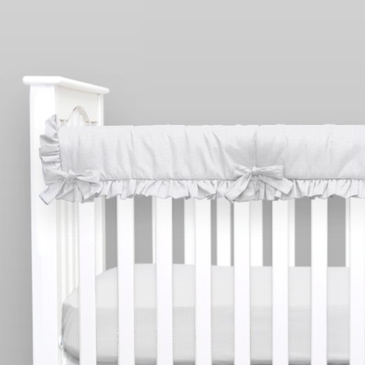 Solid Silver Gray Crib Rail Cover with Ruffle