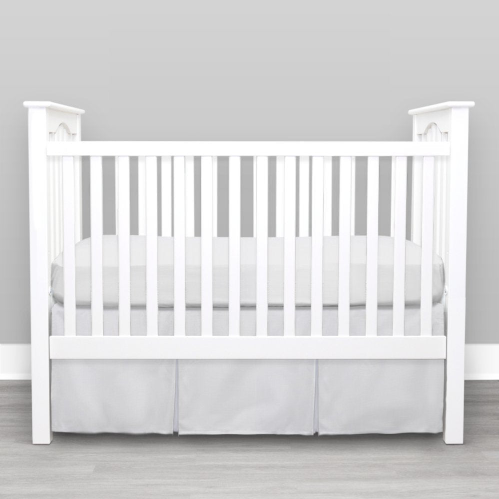 Solid Silver Gray Crib Skirt Box Pleat - New Arrivals Inc