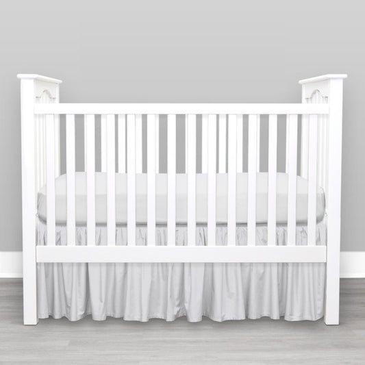 Solid Silver Gray Crib Skirt Gathered - New Arrivals Inc