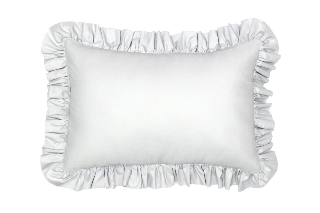 Solid Silver Gray Decorative Pillow with Ruffle