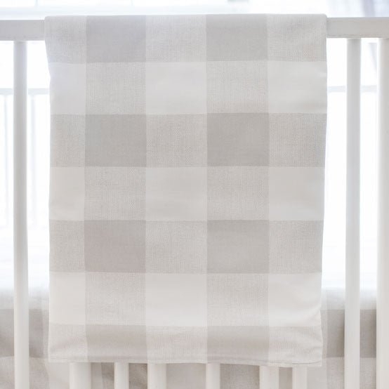 White and Gray Buffalo Plaid Crib Blanket