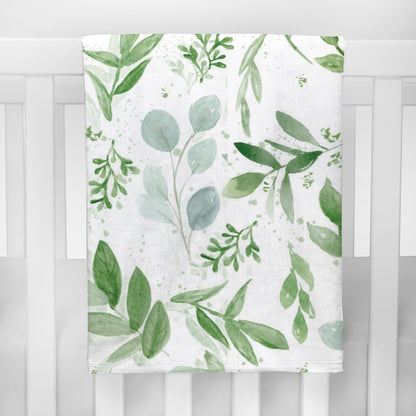 White and Green Farmhouse Crib Blanket - New Arrivals Inc