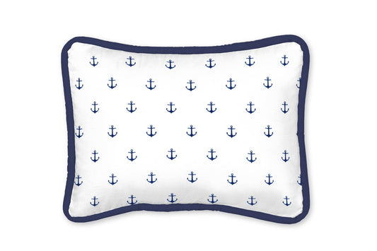 White and Navy Mini Anchors Decorative Pillow - New Arrivals Inc