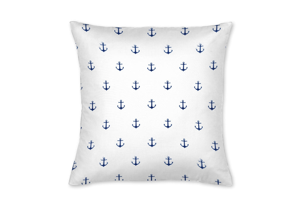 White and Navy Mini Anchors Throw Pillow