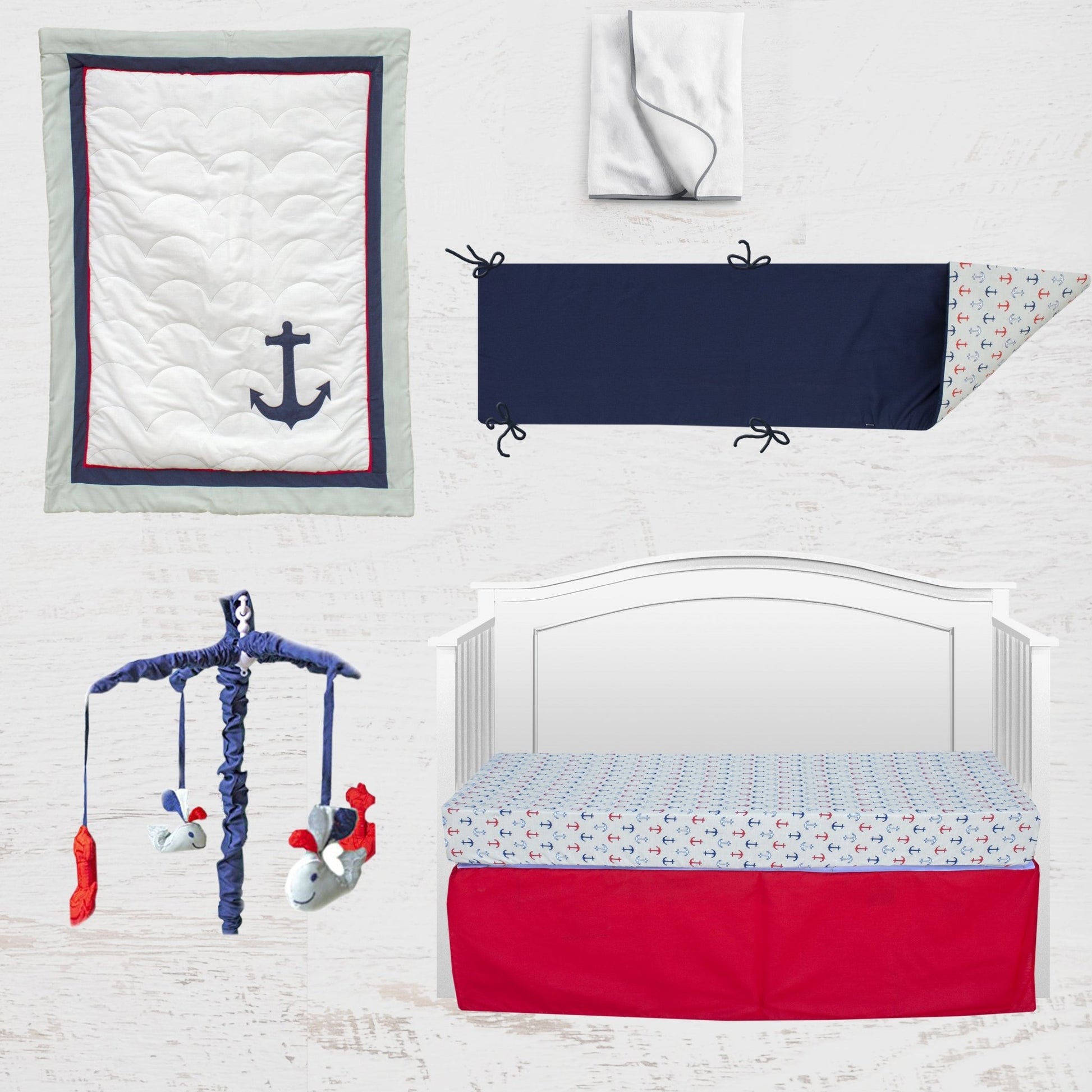 Anchors Away Nautical 6 Piece Crib Bedding Set - New Arrivals Inc