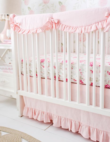 Crib Sets Blush Pink Crib Skirt Set, Girl Blush Crib Bedding Set