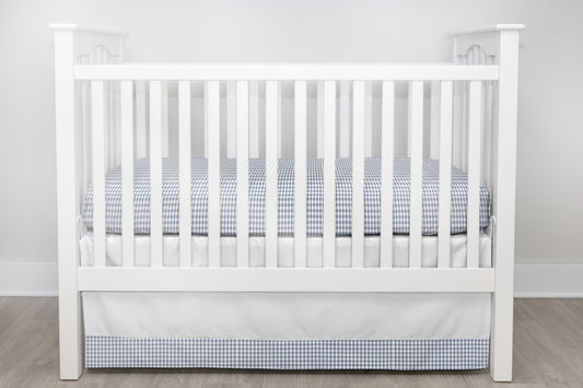 Blue Gingham Crib Bedding - 2 Piece Set - New Arrivals Inc