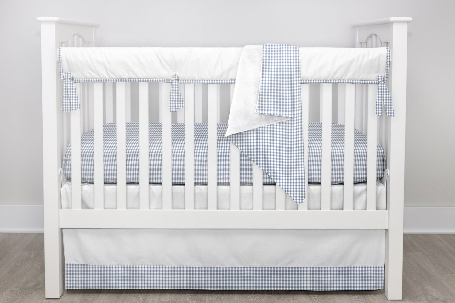 Blue Gingham Crib Bedding - 4 Piece Set - New Arrivals Inc