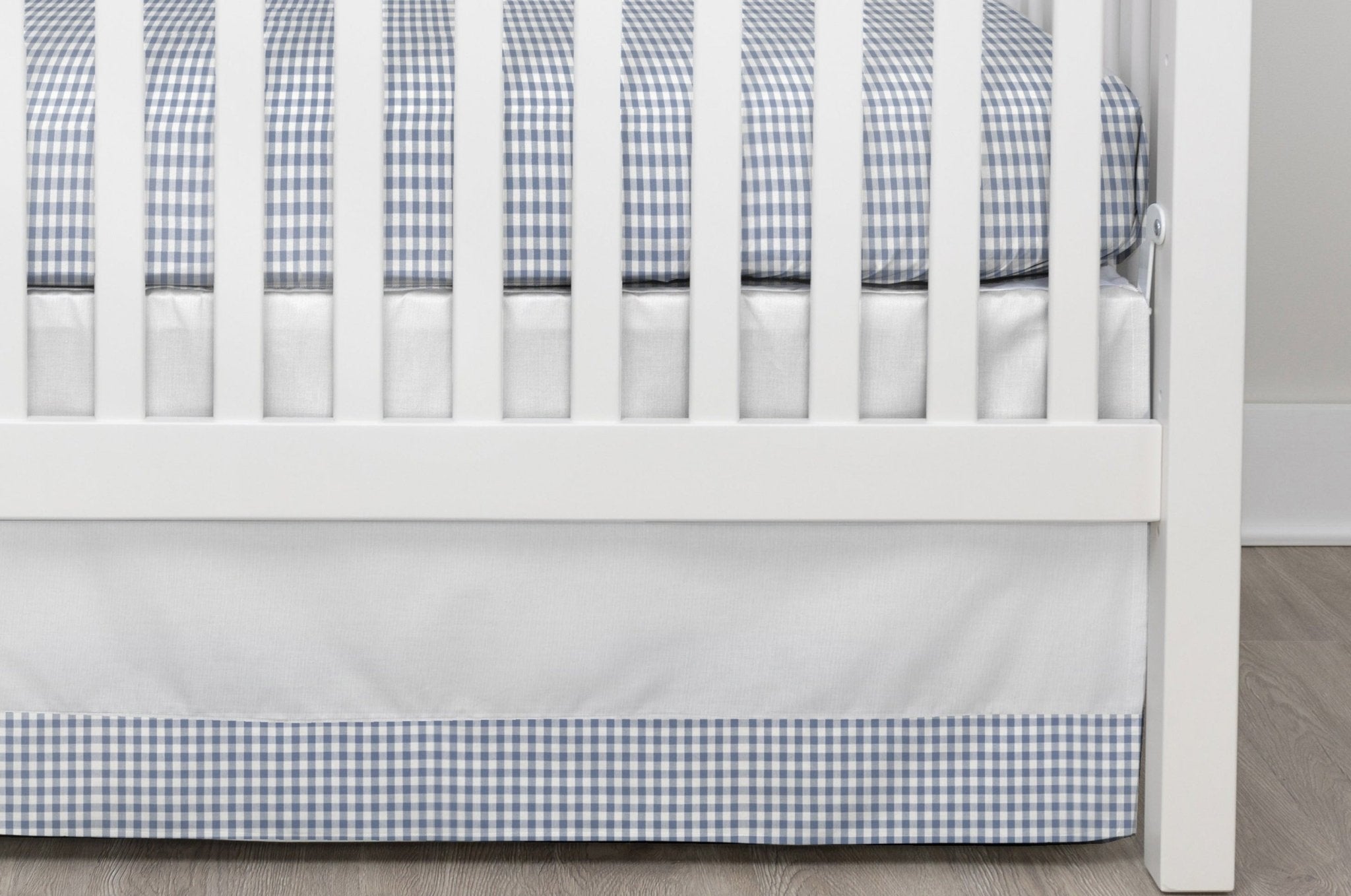 Slate Blue Gingham Crib Skirt