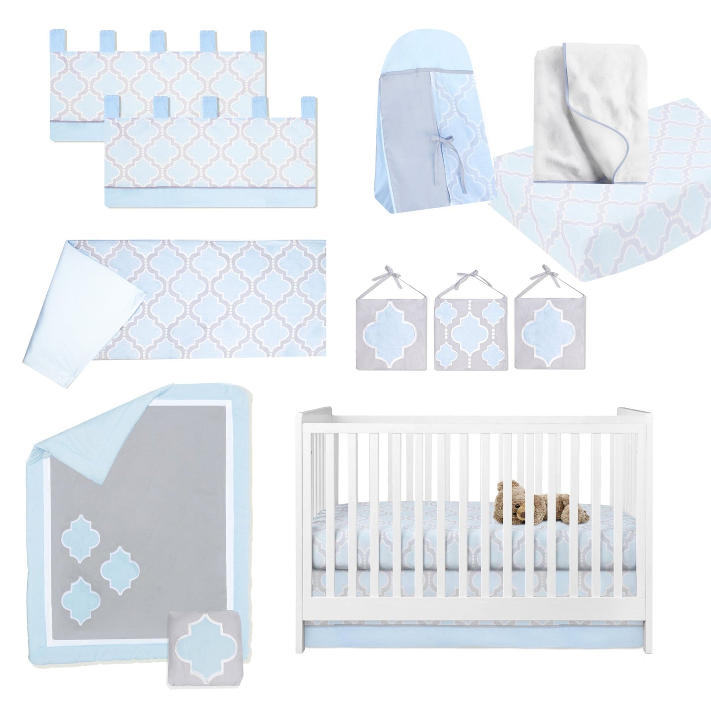 Blue Medallion 13 Piece Crib Bedding Set - New Arrivals Inc