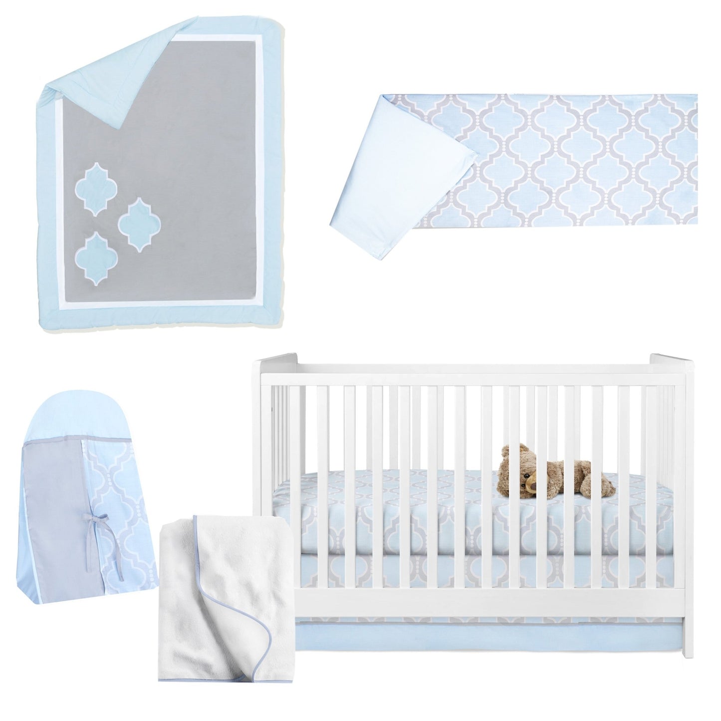 Blue Medallion 6 Piece Crib Bedding Set - New Arrivals Inc