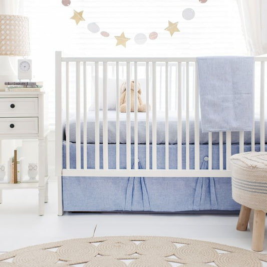 Cabo Blue Linen Crib Bedding - 2 Piece Set - New Arrivals Inc