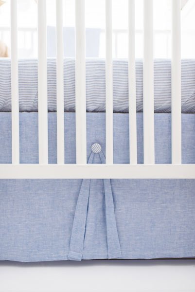 Cabo Blue Linen Crib Bedding - 3 Piece Set - New Arrivals Inc