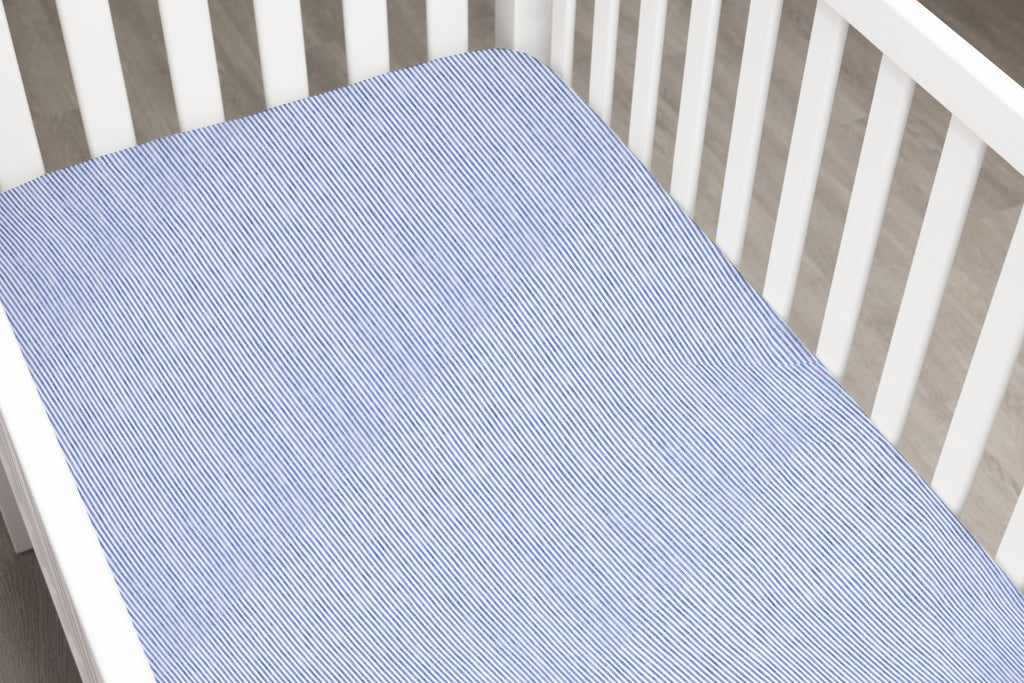 Cape Cod Stripe Linen Crib Sheet
