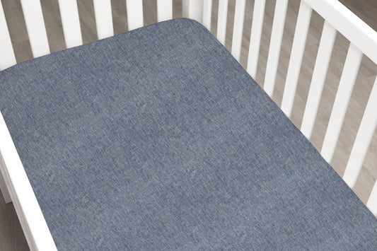 Denim Blue Linen Crib Sheet - New Arrivals Inc