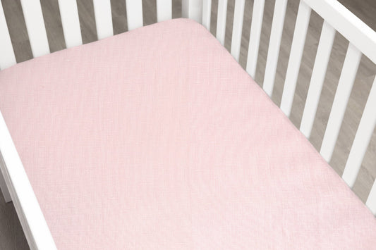 Dusty Pink Linen Crib Sheet - New Arrivals Inc