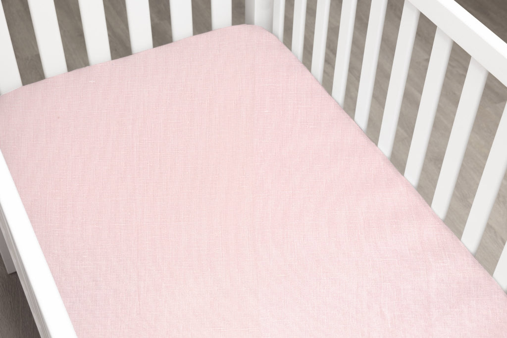 Dusty Pink Linen Crib Sheet