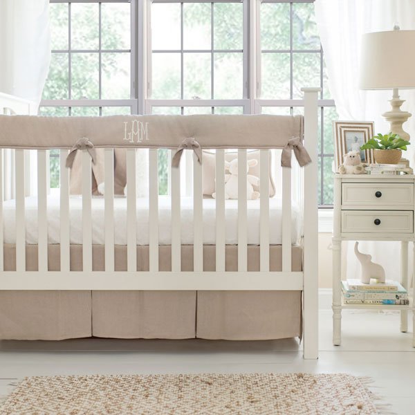 Flax Linen Crib Bedding - 3 Piece Set
