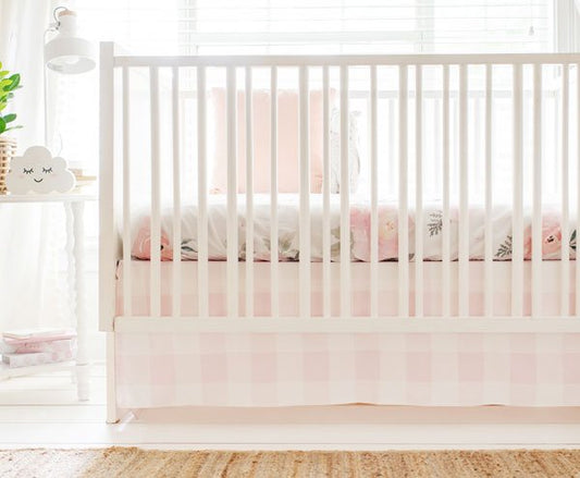 Floral and Pink Buffalo Plaid Crib Bedding - 2 Piece Set - New Arrivals Inc