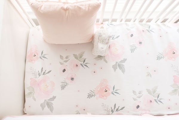 Floral and Pink Buffalo Plaid Crib Bedding - 2 Piece Set - New Arrivals Inc