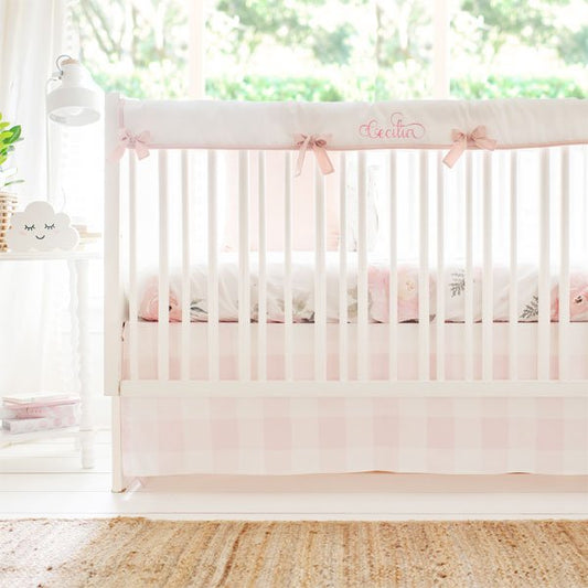 Floral and Pink Buffalo Plaid Crib Bedding - New Arrivals Inc