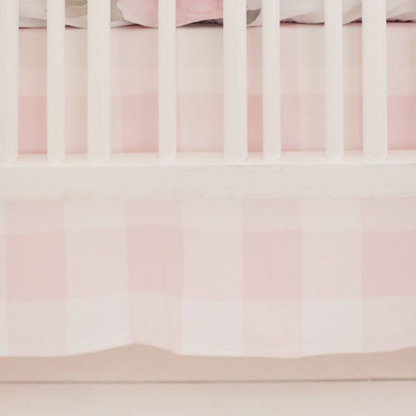 Floral and Pink Buffalo Plaid Crib Skirt