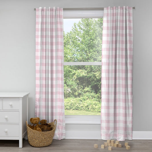 Floral and Pink Buffalo Plaid Drape Panels - New Arrivals Inc