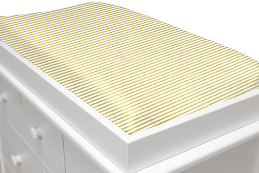 Gold Sparkle Stripe Changing Pad Cover - New Arrivals Inc