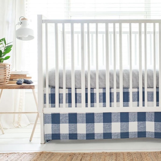 Gray and Navy Buffalo Plaid Crib Bedding - 2 Piece Set - New Arrivals Inc