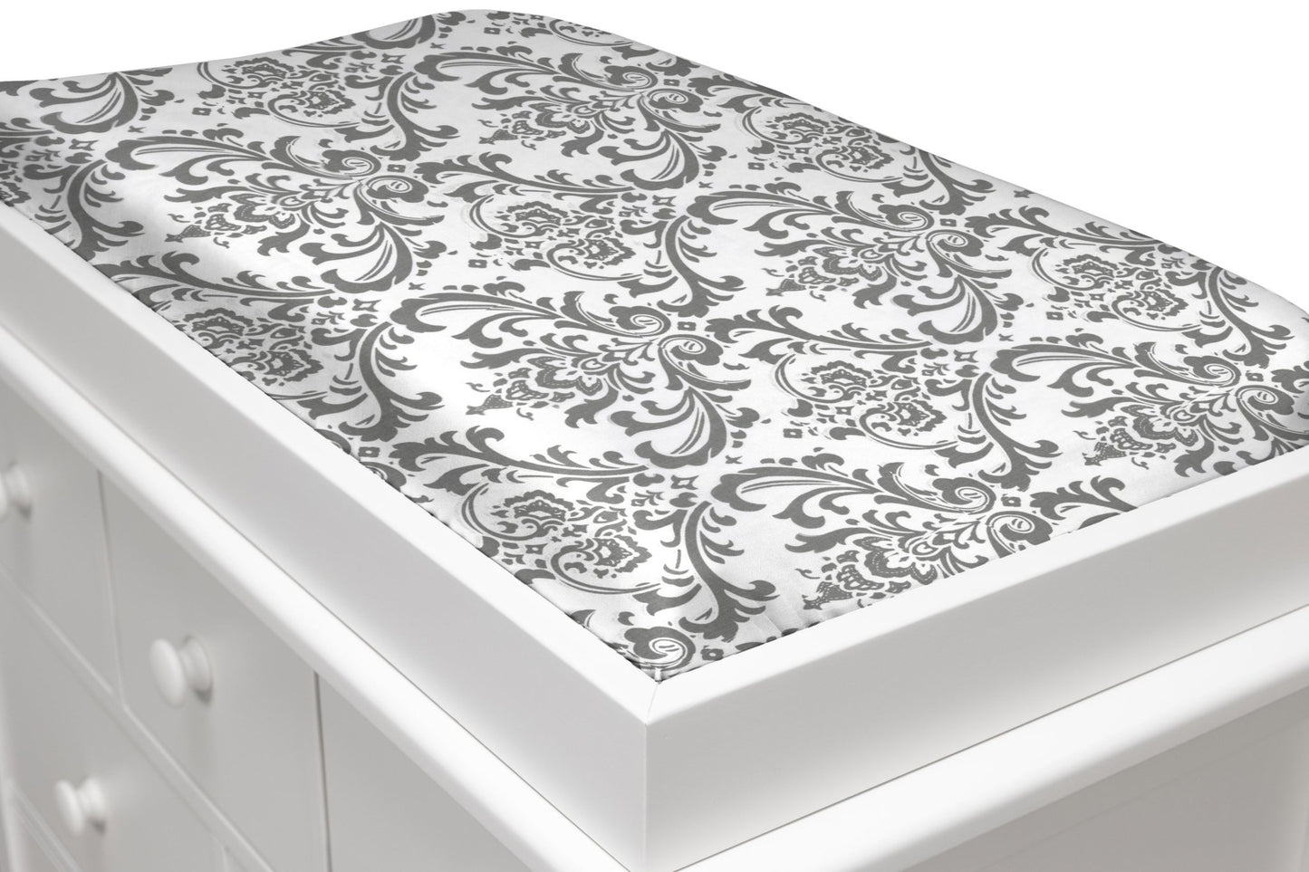 Gray Traditions Damask Changing Pad Cover - New Arrivals Inc