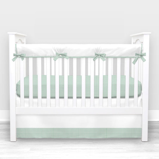 Green Gingham Crib Bedding - 3 Piece Set - New Arrivals Inc
