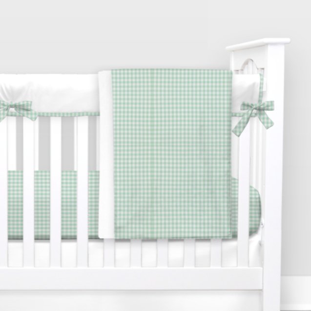 Green Gingham Crib Blanket