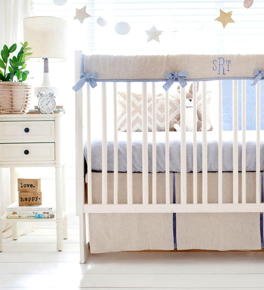 Half Moon Bay Linen Crib Bedding - 2 Piece Set - New Arrivals Inc