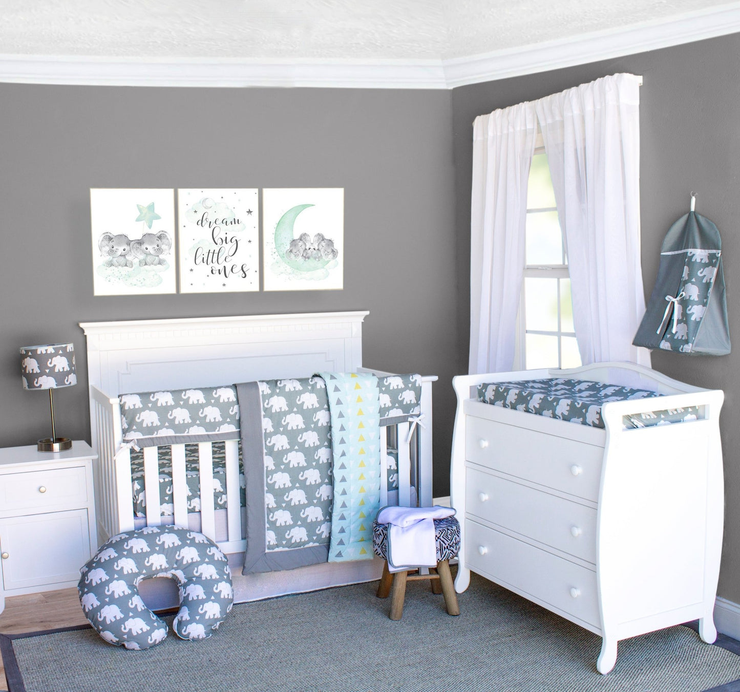 Indie Elephant 6 Piece Crib Bedding Set - New Arrivals Inc