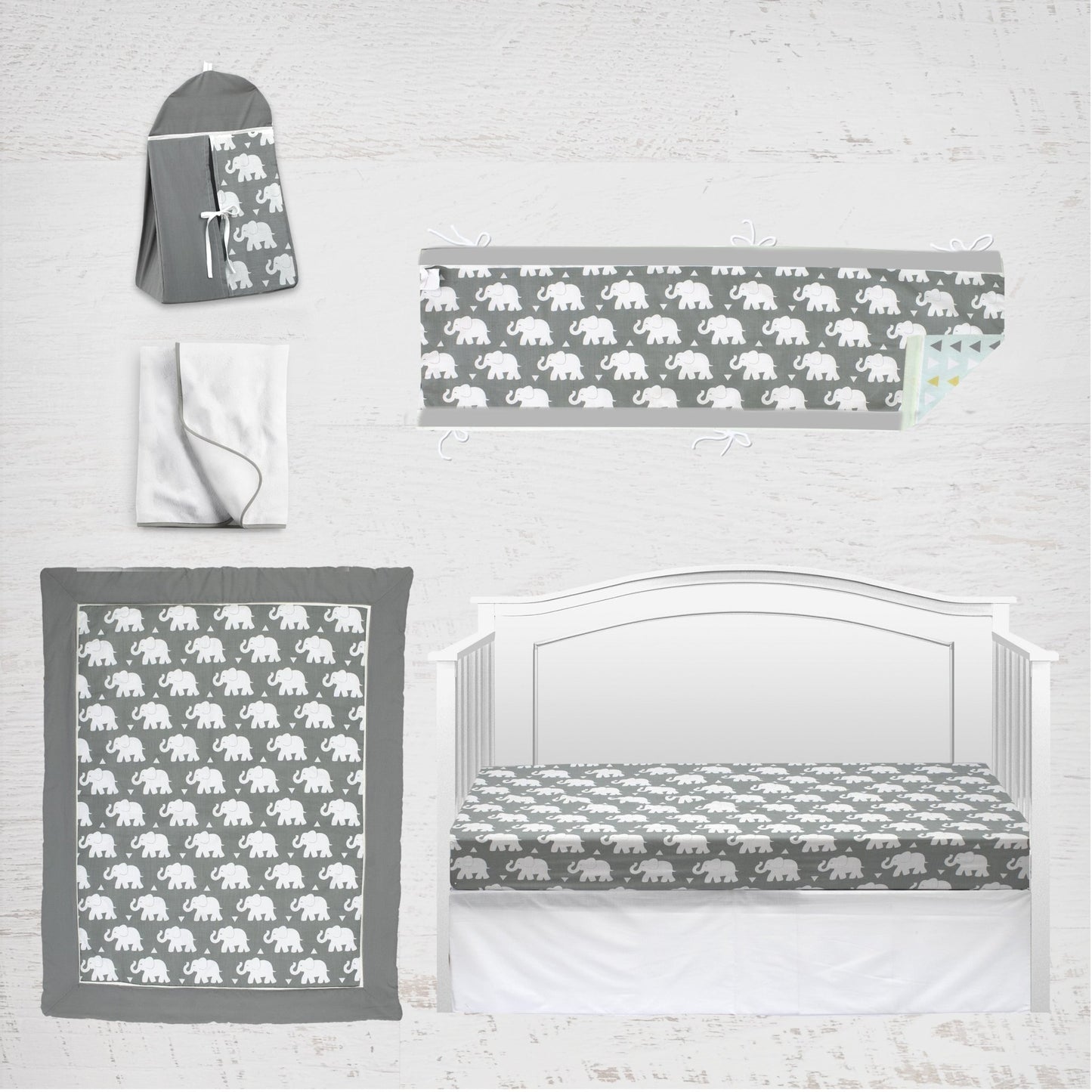 Indie Elephant 6 Piece Crib Bedding Set - New Arrivals Inc