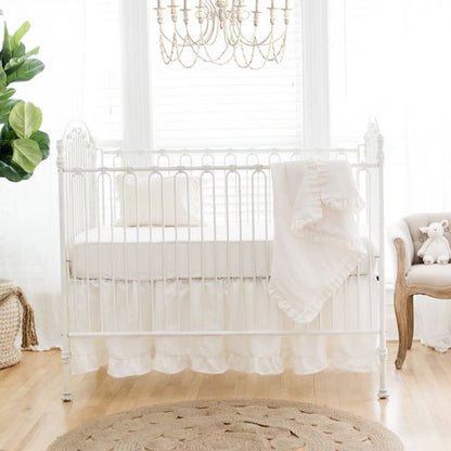 Ivory Linen Crib Bedding - 2 Piece Set