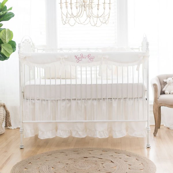 Ivory Linen Crib Bedding - 3 Piece Set